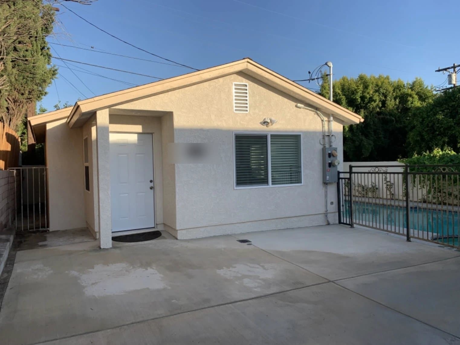 Detached backyard ADU next to the pool, with its own entrance and parking