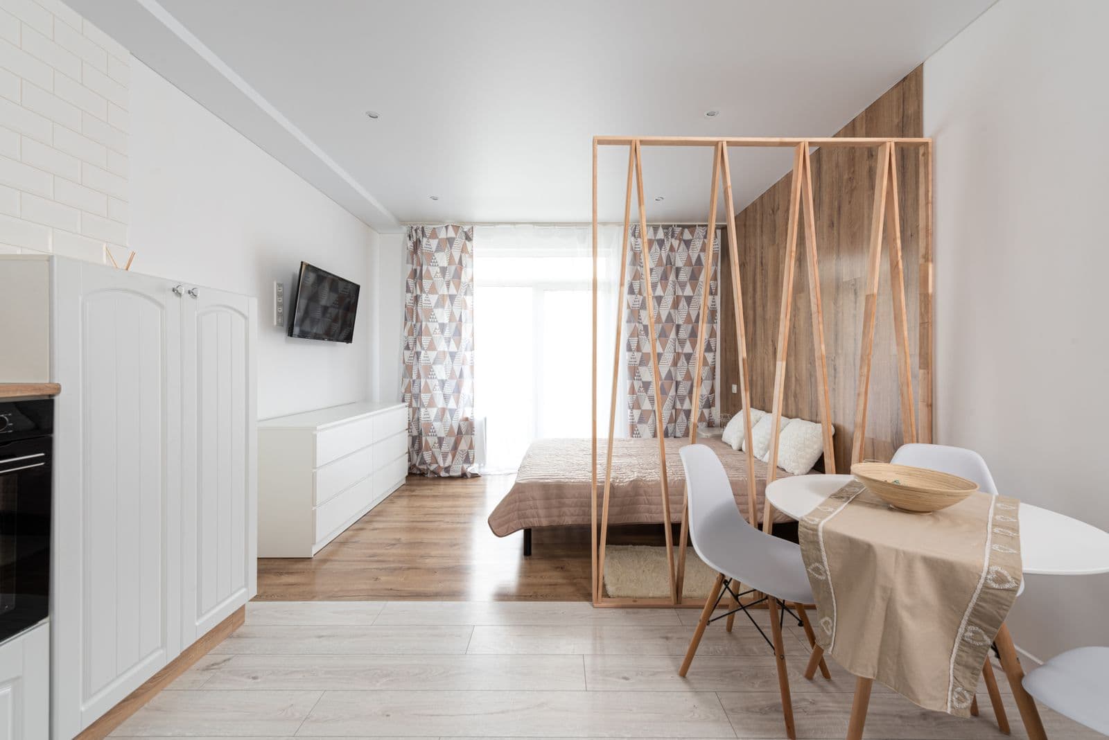 Junior ADU living and dining area in light tones